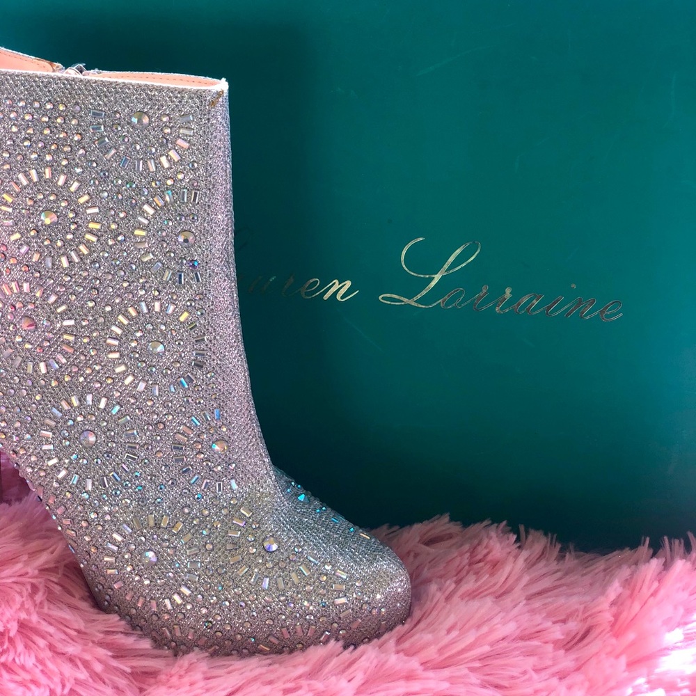 Silver Rhinestone Textured Booties - Picture 6 of 6